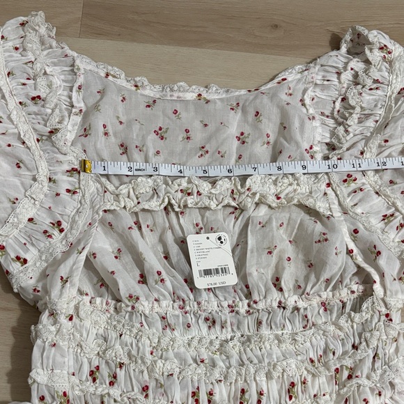 Intimately FP feel good white ruffle Floral Backless Bodysuit cotton Large - Picture 9 of 16